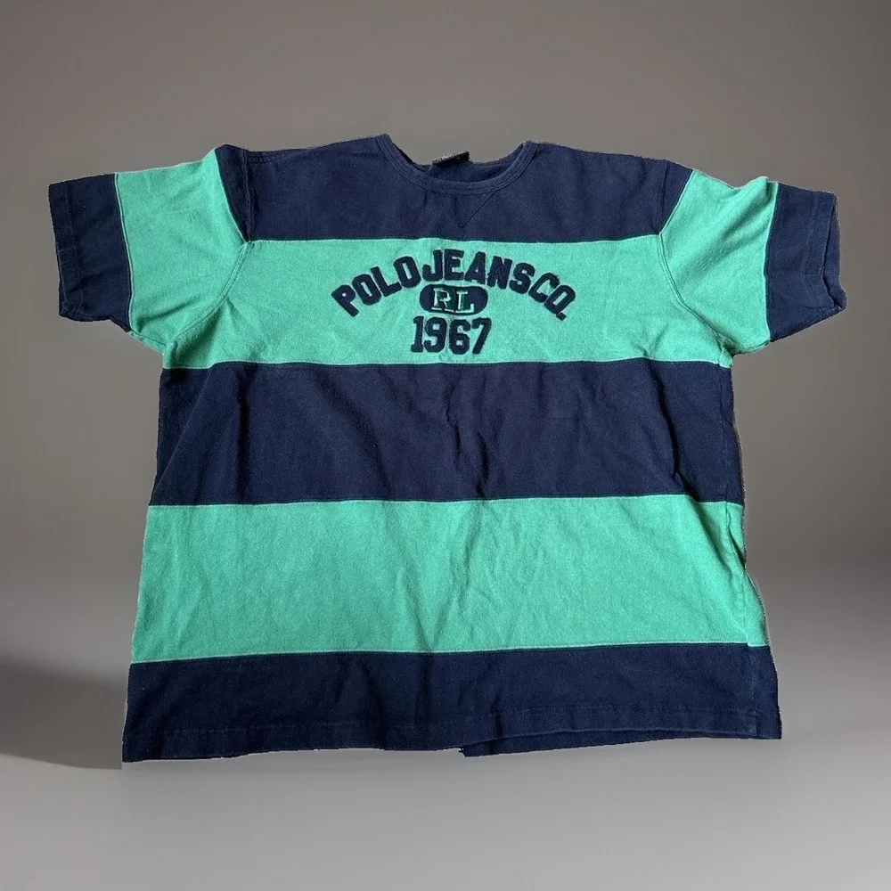 Vintage Polo Jeans Co Ralph Lauren Men's Spell Out T Shirt Multicolor Size L